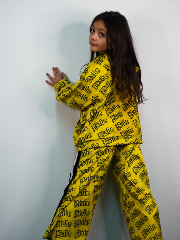 Kids Velvet Set Josie Yellow Babe Print