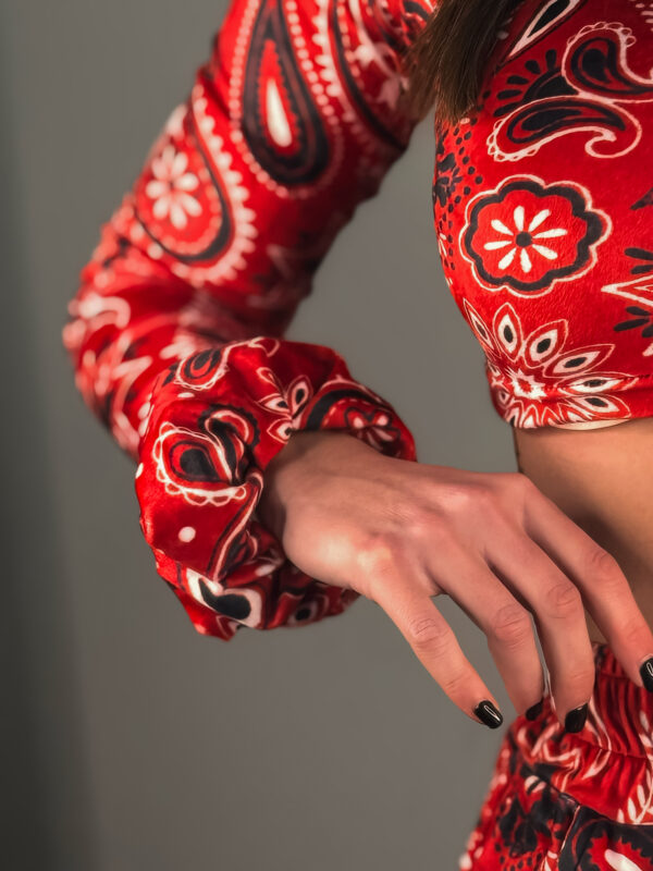 Scrunchie Daisy Red Bandana Paisley Print