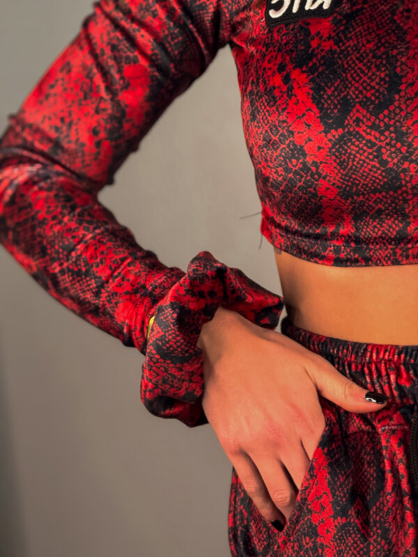 Scrunchie Daisy Red Snake Skin Print