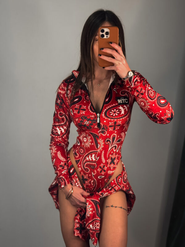 Βελουτέ Κορμάκι Lexie Red Bandana Paisley Print