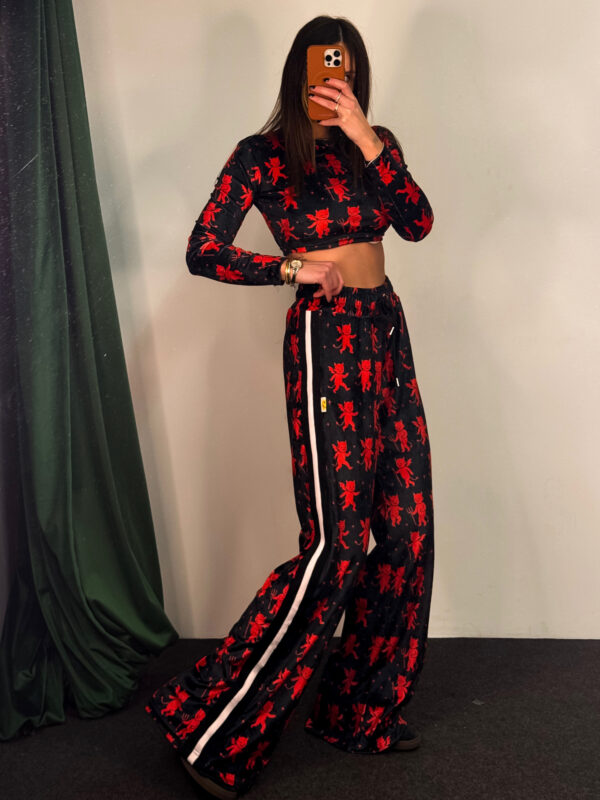 Fashion Limousine | Velvet Crop Set Sophia Black - Red Devil Print