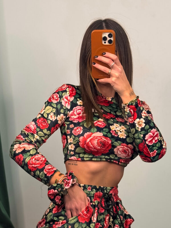 Βελουτέ Crop Top Nina Floral Print