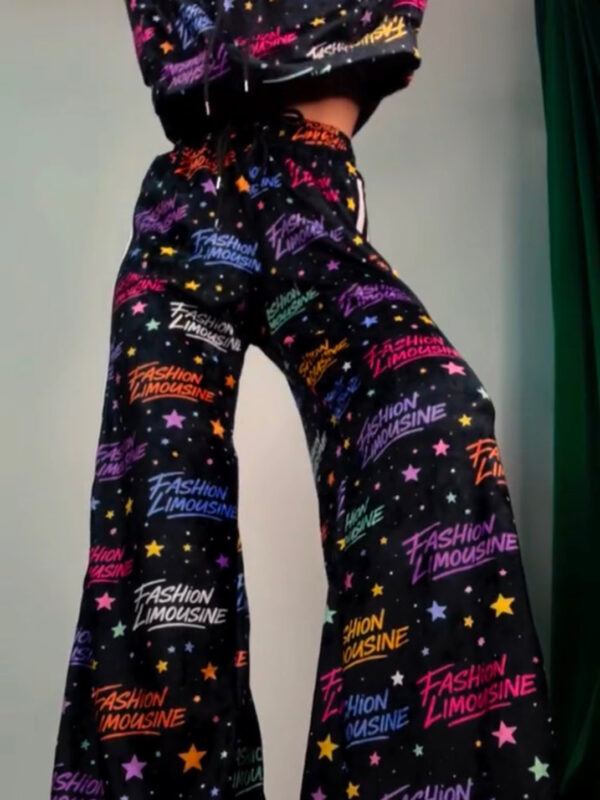 Fashion Limousine | Velvet Hoodie Set Amelia FL Logo Print