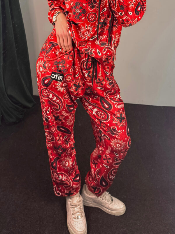 Βελουτέ Παντελόνι Daisy Red Bandana Print