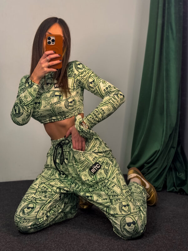 Βελουτέ Crop Longsleeve Set Nina Million Dollar Baby Print