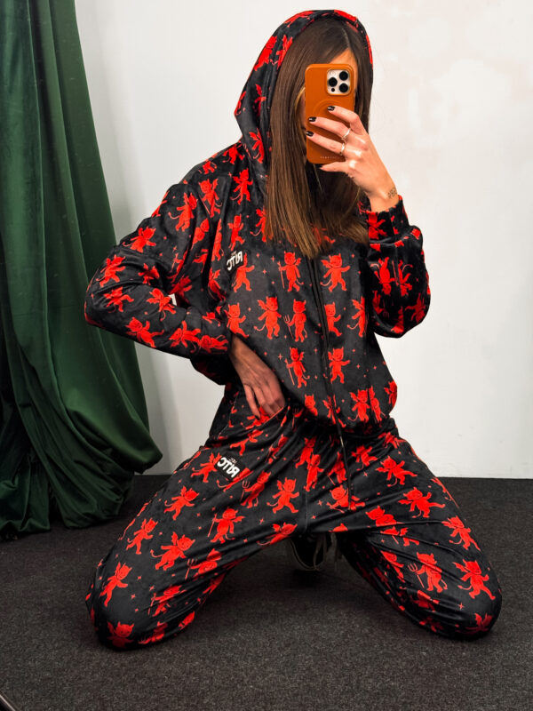 Βελουτέ Hoodie Set Trinity Black - Red Devil Print