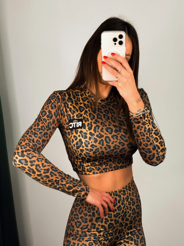 Crop Top Nina Golden Brown Leopard Print