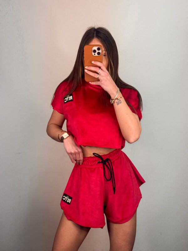 Βελουτέ Σετ Shorts Greta Red