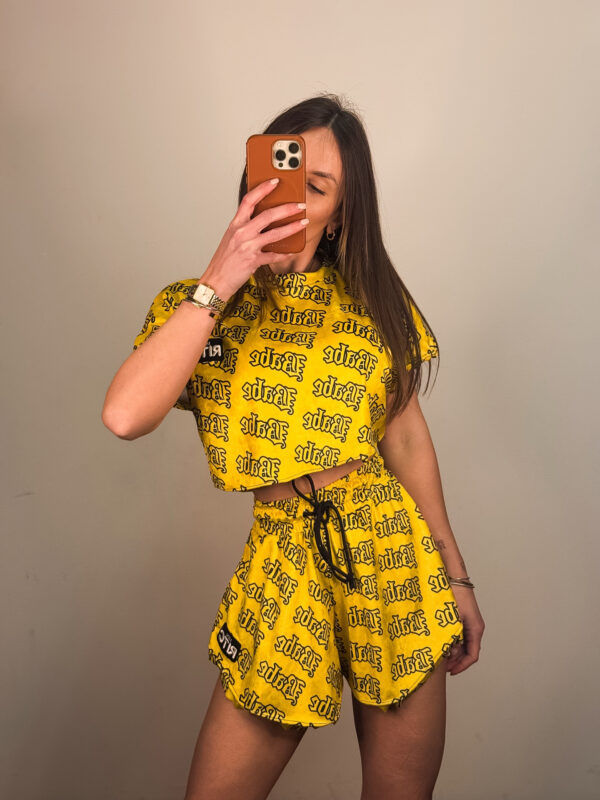 Βελουτέ Σετ Shorts Greta Yellow Babe Print
