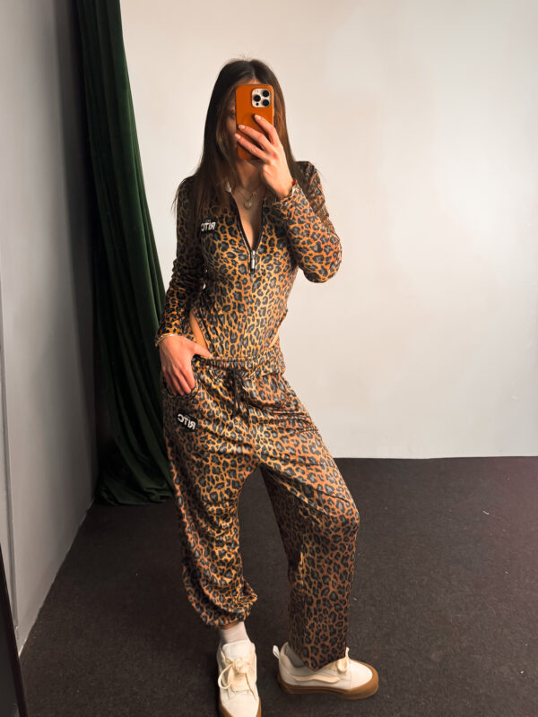 Βελουτέ Bodysuit Set Gianna Golden Brown Leopard Print
