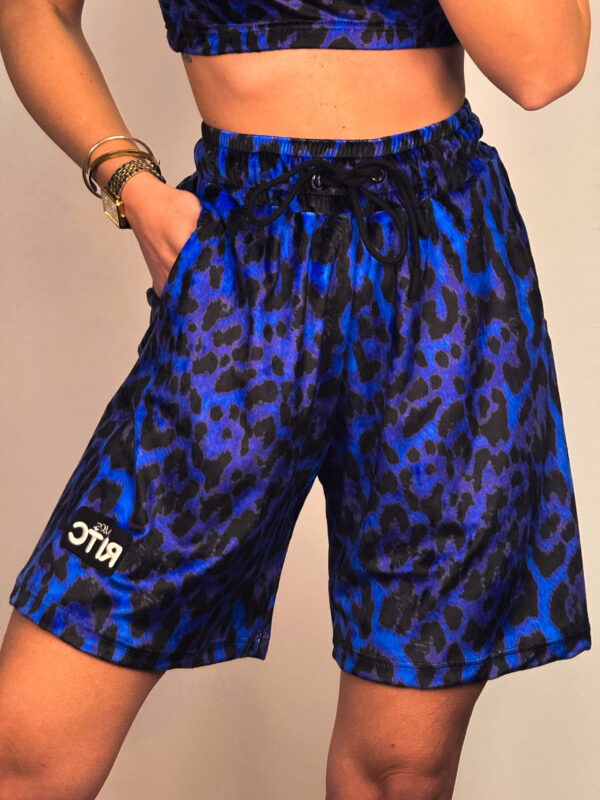 Βερμούδα Βελουτέ Amyra Black Blue Leopard Print