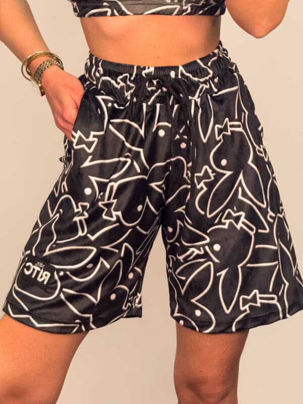Βερμούδα Βελουτέ Amyra Black Playboy Bunny Print
