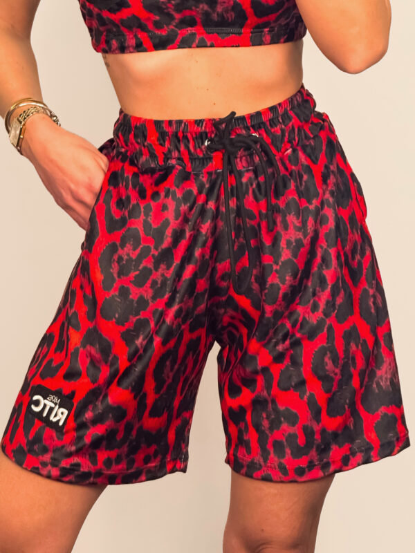 Βερμούδα Βελουτέ Amyra Black Red Leopard Print