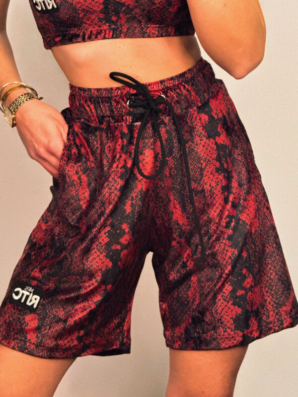 Βερμούδα Βελουτέ Amyra Red Snake Skin Print