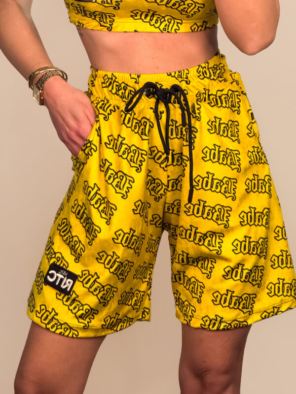 Βερμούδα Βελουτέ Amyra Black Yellow Babe Print