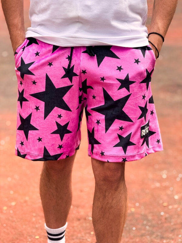 Βελουτέ Βερμούδα Logan Pink Black Stars Print