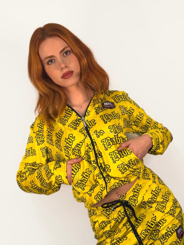 Βελουτέ Hoodie Vivian Yellow Babe Print