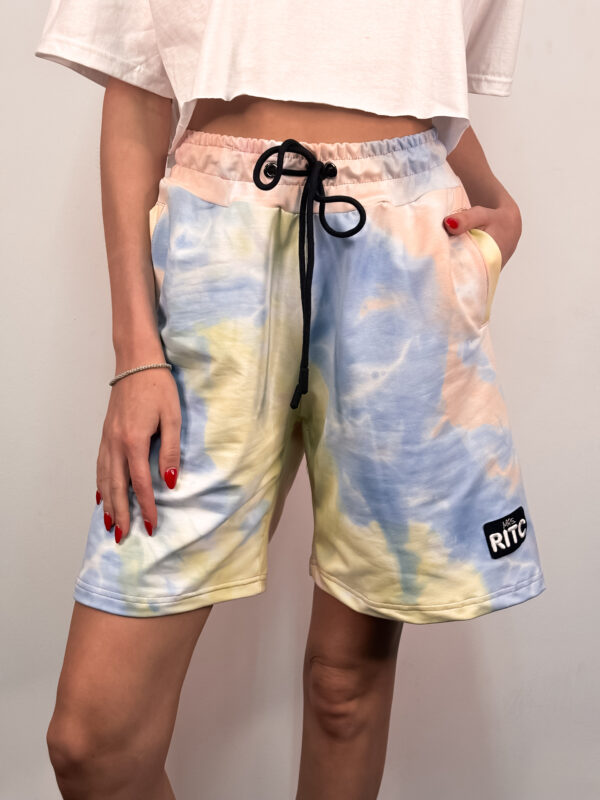 Βαμβακερή Βερμούδα Clara Tie Dye Ciel Yellow Pink Print