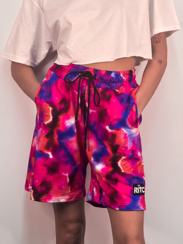Βαμβακερή Βερμούδα Clara Tie Dye Red Purple Print