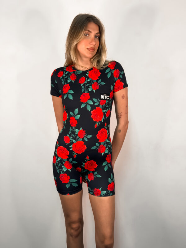 Ολόσωμη Κοντομάνικη Φόρμα Melissa Roses Print