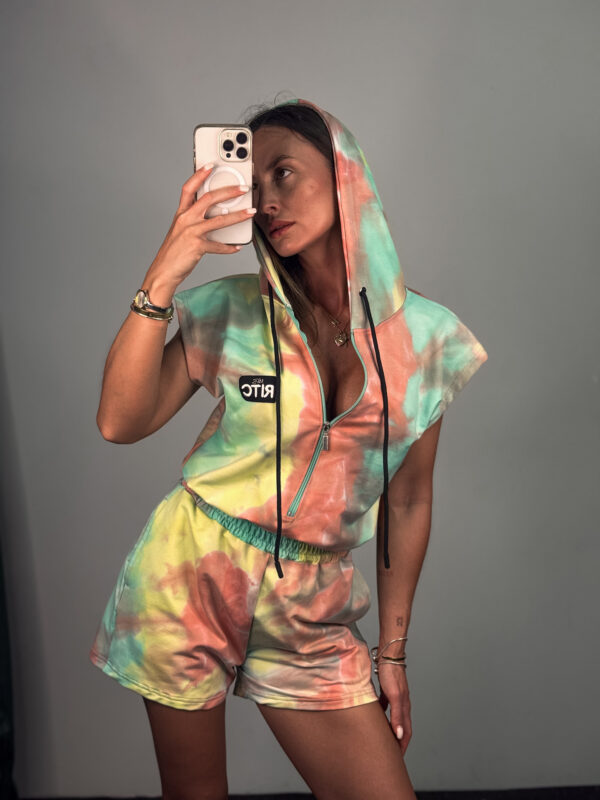 Βαμβακερή Ολόσωμη Φόρμα Naomi Tie Dye Orange Yellow Green Print