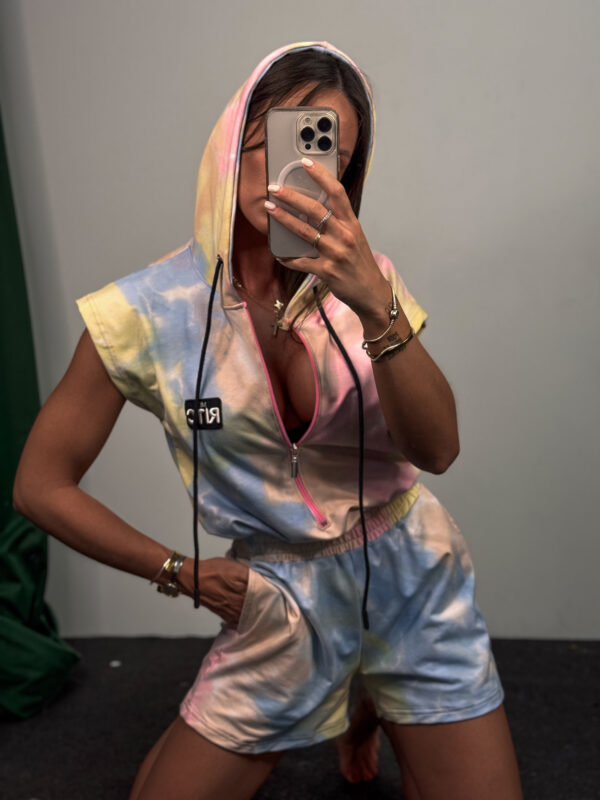 Βαμβακερή Ολόσωμη Φόρμα Naomi Tie Dye Ciel Pink Yellow Print