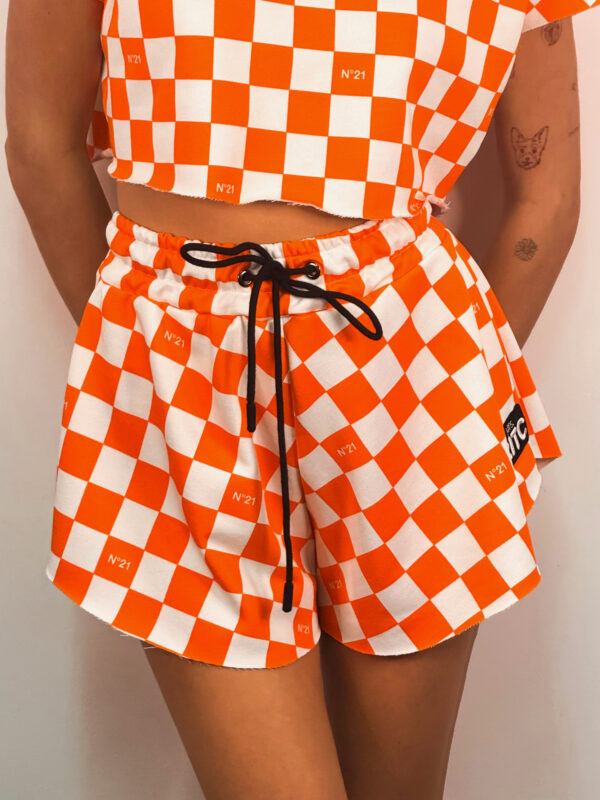 Βαμβακερό Shorts Melody Orange Checkerboard Print