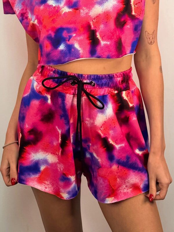 Βαμβακερό Shorts Melody Tie Dye Red Purple Print