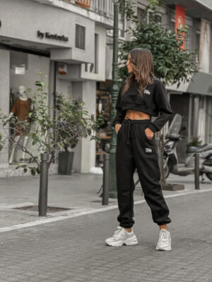 Olivia Black Extra Crop Cotton Set