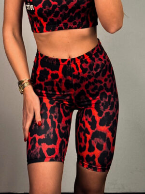 Ποδηλατικό Κολάν Alexia Red Leopard Print
