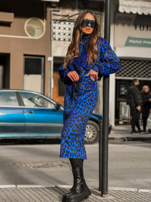 Fashion Limousine | Blue Leopard Print Velvet Set Carla