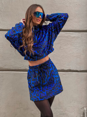 Fashion Limousine | Blue Leopard Print Velvet Set Lisa