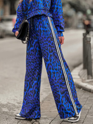 Fashion Limousine | Blue Leopard Print Velvet Pants Romina