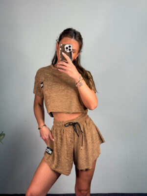 Πετσετέ Σετ Shorts Greta (Καφέ, Άσπρο, Μαύρο)