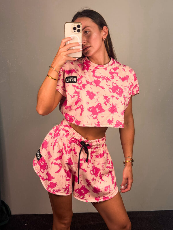 Βαμβακερό Σετ Shorts Valerie Tie Dye White Pink Print