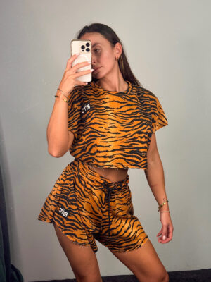 Cotton Shorts Set Valerie Tiger Stripes Print