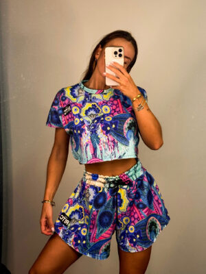 Βαμβακερό Σετ Shorts Valerie Tropical Garden Print