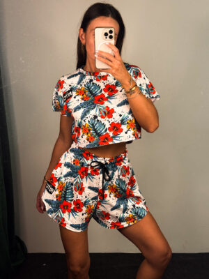 Βαμβακερό Σετ Shorts Valerie Tropical Hibiscus Print