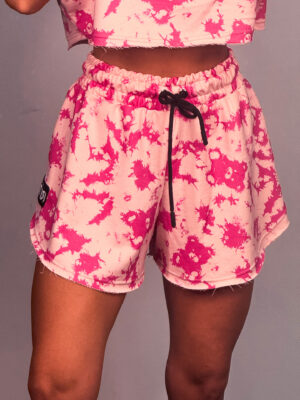 Βαμβακερό Shorts Melody Tie Dye White Pink Print