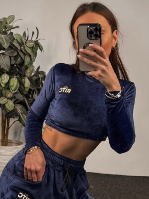 Velvet Crop Top Nina Navy Blue