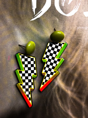 Σκουλαρίκια Checkered Lightning Bolt