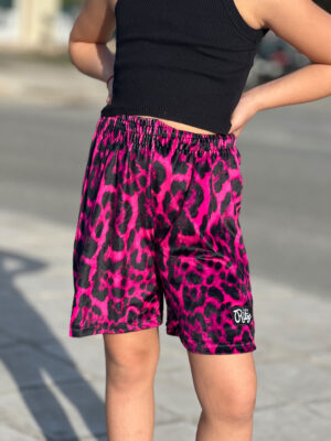 Kids Velvet Bermuda Shorts Trinity Magenta Leopard Print
