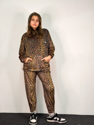 Kids Velvet Set Ariel Golden Brown Leopard Print
