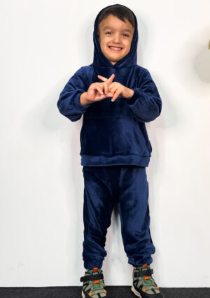 Kids Velvet Set Ariel Navy Blue