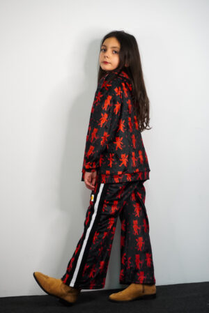 Kids Velvet Set Josie Black - Red Devil Print