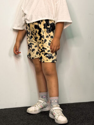 Kids Velvet Bermuda Shorts Nora Beige Cow Print