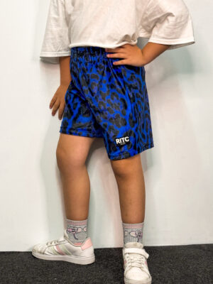 Kids Velvet Bermuda Shorts Nora Blue Leopard Print