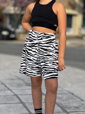 Kids Velvet Bermuda Shorts Trinity Zebra Print