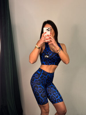 Allison Blue Leopard Print Leggings Set
