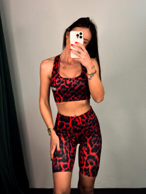 Allison Red Leopard Print Leggings Set